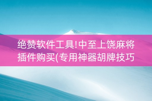 绝赞软件工具!中至上饶麻将插件购买(专用神器胡牌技巧)
