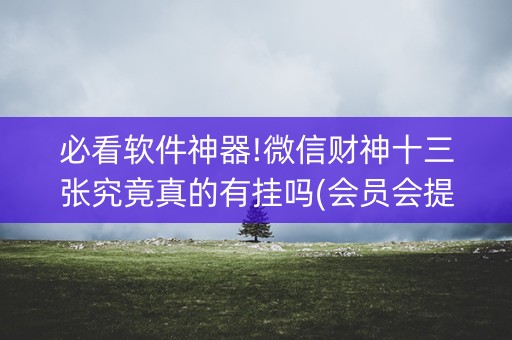 必看软件神器!微信财神十三张究竟真的有挂吗(会员会提高胜率吗)
