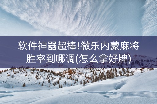 软件神器超棒!微乐内蒙麻将胜率到哪调(怎么拿好牌)