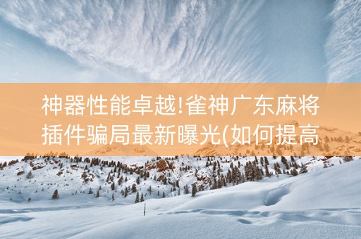 神器性能卓越!雀神广东麻将插件骗局最新曝光(如何提高好牌几率)