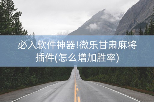 必入软件神器!微乐甘肃麻将插件(怎么增加胜率)