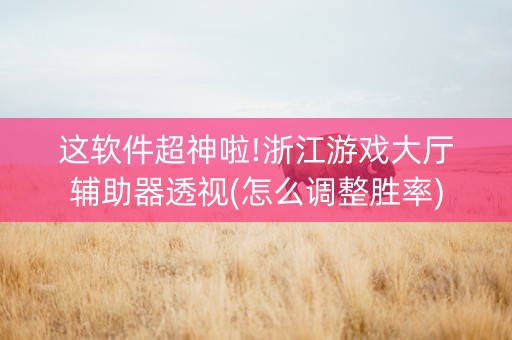 这软件超神啦!浙江游戏大厅辅助器透视(怎么调整胜率)