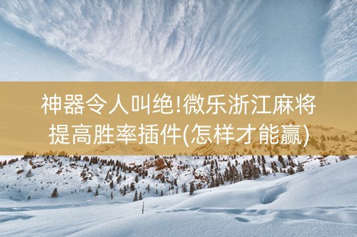 神器令人叫绝!微乐浙江麻将提高胜率插件(怎样才能赢)