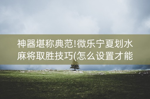 神器堪称典范!微乐宁夏划水麻将取胜技巧(怎么设置才能赢)