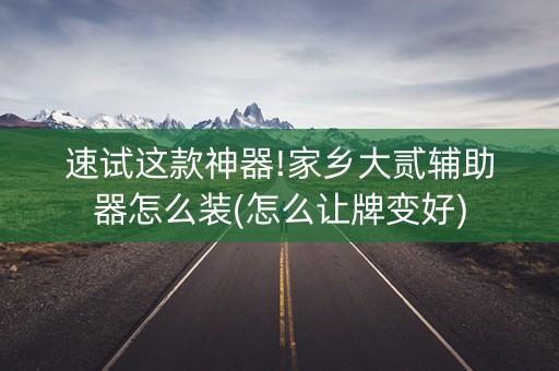 速试这款神器!家乡大贰辅助器怎么装(怎么让牌变好)