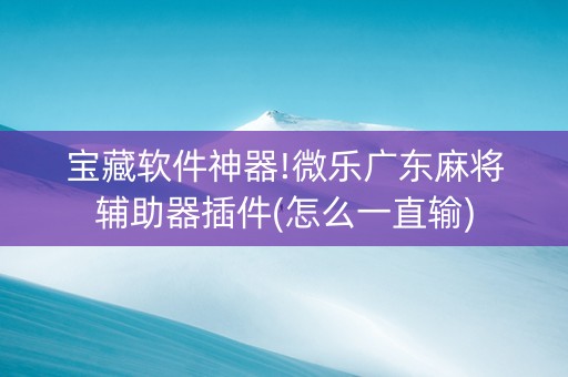 宝藏软件神器!微乐广东麻将辅助器插件(怎么一直输)