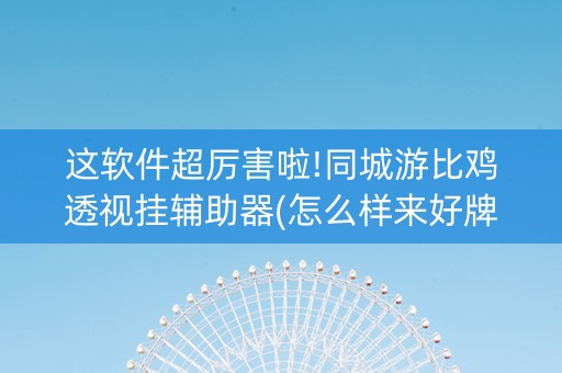 这软件超厉害啦!同城游比鸡透视挂辅助器(怎么样来好牌)