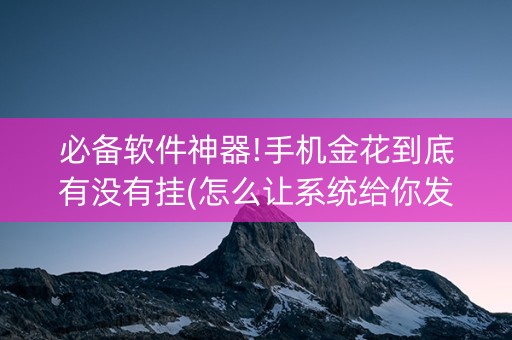 必备软件神器!手机金花到底有没有挂(怎么让系统给你发好牌)