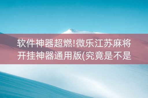 软件神器超燃!微乐江苏麻将开挂神器通用版(究竟是不是有挂)