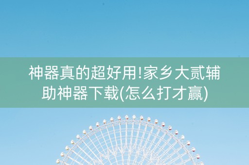 神器真的超好用!家乡大贰辅助神器下载(怎么打才赢)