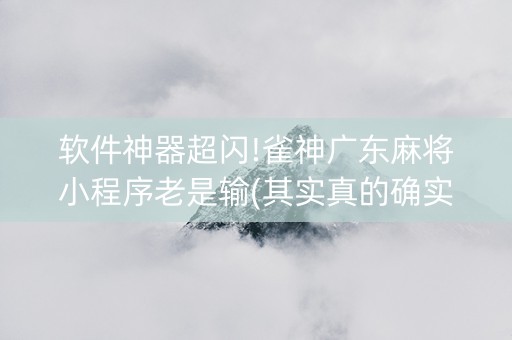 软件神器超闪!雀神广东麻将小程序老是输(其实真的确实有挂)