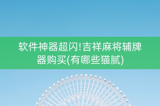 软件神器超闪!吉祥麻将辅牌器购买(有哪些猫腻)