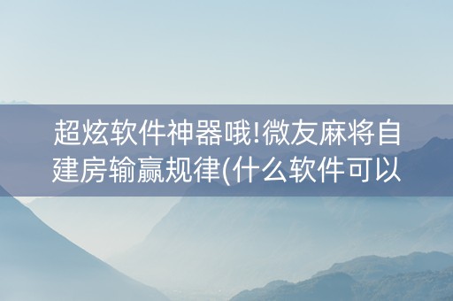 超炫软件神器哦!微友麻将自建房输赢规律(什么软件可以赢)