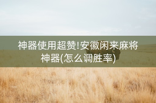神器使用超赞!安徽闲来麻将神器(怎么调胜率)