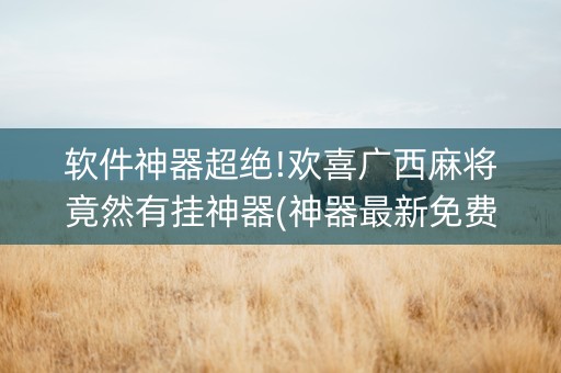 软件神器超绝!欢喜广西麻将竟然有挂神器(神器最新免费)