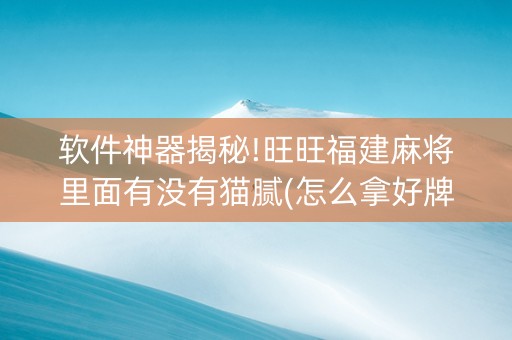 软件神器揭秘!旺旺福建麻将里面有没有猫腻(怎么拿好牌)