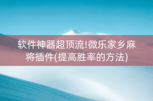 软件神器超顶流!微乐家乡麻将插件(提高胜率的方法)