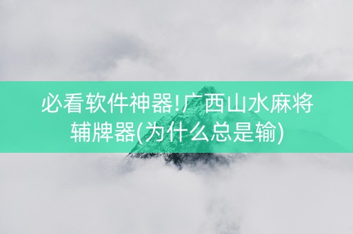 必看软件神器!广西山水麻将辅牌器(为什么总是输)