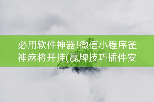 必用软件神器!微信小程序雀神麻将开挂(赢牌技巧插件安装)