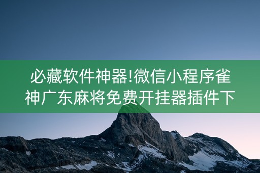 必藏软件神器!微信小程序雀神广东麻将免费开挂器插件下载(赢的技巧规律)