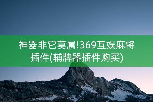 神器非它莫属!369互娱麻将插件(辅牌器插件购买)