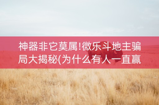 神器非它莫属!微乐斗地主骗局大揭秘(为什么有人一直赢)