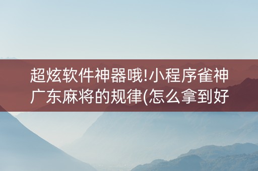 超炫软件神器哦!小程序雀神广东麻将的规律(怎么拿到好牌)