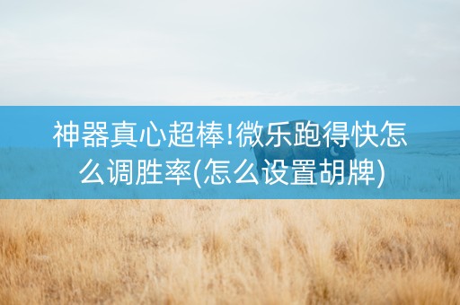 神器真心超棒!微乐跑得快怎么调胜率(怎么设置胡牌)
