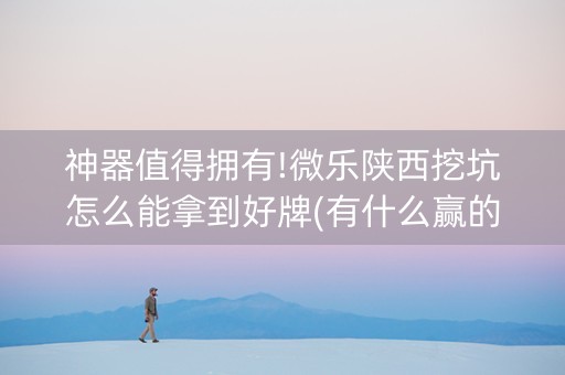 神器值得拥有!微乐陕西挖坑怎么能拿到好牌(有什么赢的技巧)
