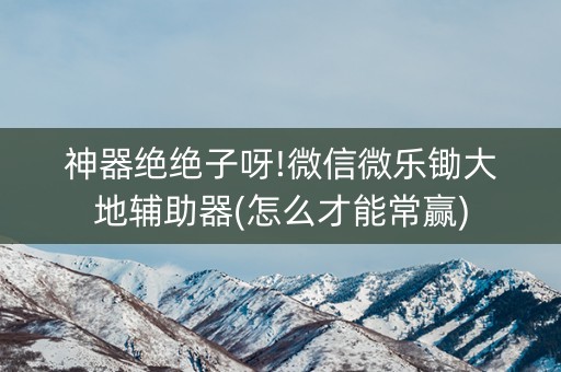 神器绝绝子呀!微信微乐锄大地辅助器(怎么才能常赢)