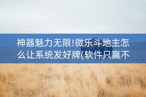 神器魅力无限!微乐斗地主怎么让系统发好牌(软件只赢不输)