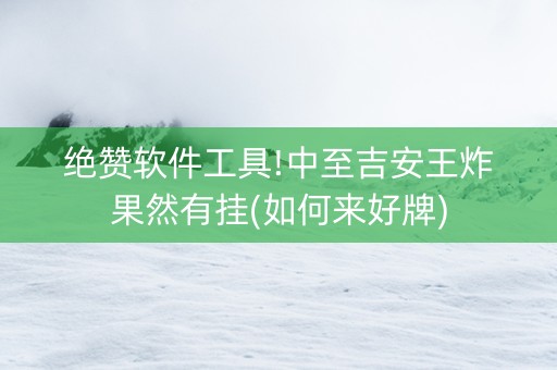 绝赞软件工具!中至吉安王炸果然有挂(如何来好牌)