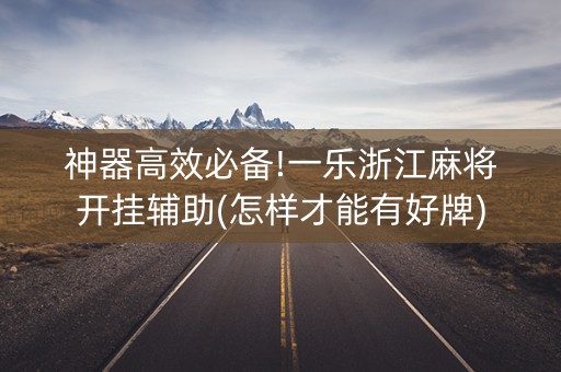 神器高效必备!一乐浙江麻将开挂辅助(怎样才能有好牌)