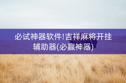 必试神器软件!吉祥麻将开挂辅助器(必赢神器)