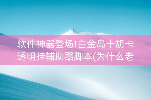软件神器登场!白金岛十胡卡透明挂辅助器脚本(为什么老输)
