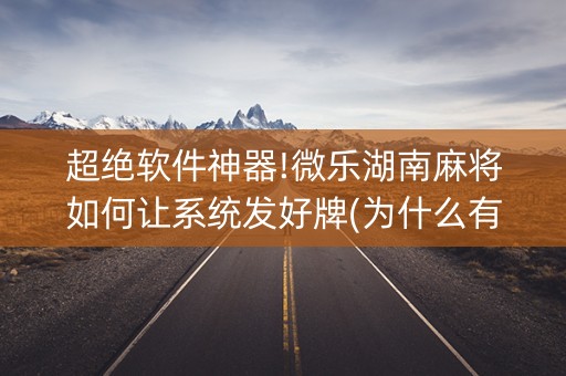 超绝软件神器!微乐湖南麻将如何让系统发好牌(为什么有人一直赢)