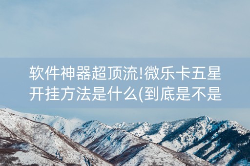 软件神器超顶流!微乐卡五星开挂方法是什么(到底是不是有挂)