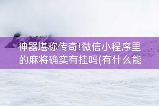 神器堪称传奇!微信小程序里的麻将确实有挂吗(有什么能赢的方法)