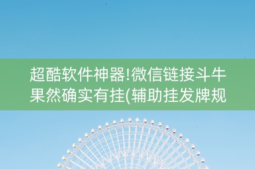 超酷软件神器!微信链接斗牛果然确实有挂(辅助挂发牌规律)