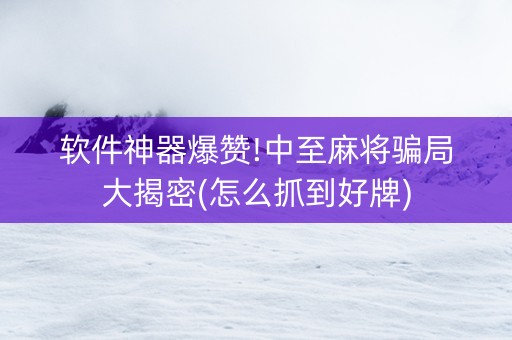 软件神器爆赞!中至麻将骗局大揭密(怎么抓到好牌)