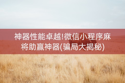 神器性能卓越!微信小程序麻将助赢神器(骗局大揭秘)