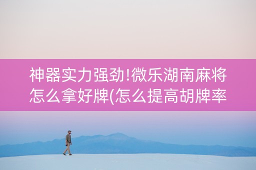 神器实力强劲!微乐湖南麻将怎么拿好牌(怎么提高胡牌率)
