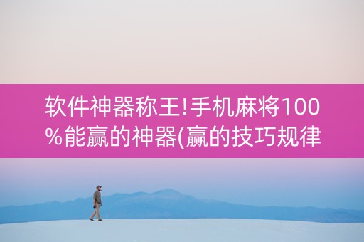 软件神器称王!手机麻将100%能赢的神器(赢的技巧规律)