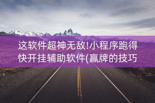 这软件超神无敌!小程序跑得快开挂辅助软件(赢牌的技巧)