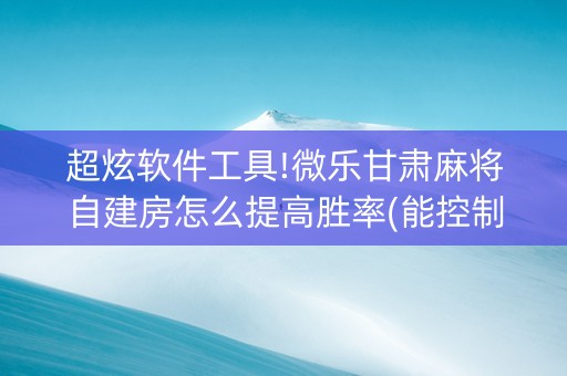 超炫软件工具!微乐甘肃麻将自建房怎么提高胜率(能控制输赢吗)
