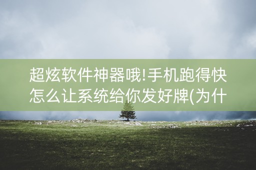 超炫软件神器哦!手机跑得快怎么让系统给你发好牌(为什么老输)
