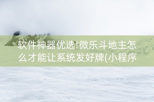 软件神器优选!微乐斗地主怎么才能让系统发好牌(小程序控牌器)