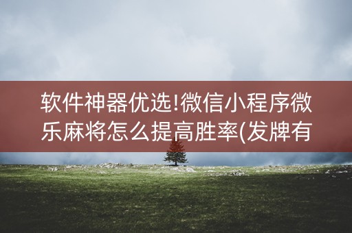 软件神器优选!微信小程序微乐麻将怎么提高胜率(发牌有什么规律吗)