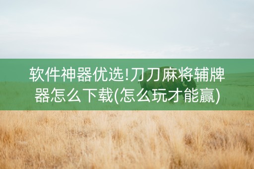 软件神器优选!刀刀麻将辅牌器怎么下载(怎么玩才能赢)