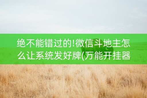 绝不能错过的!微信斗地主怎么让系统发好牌(万能开挂器)